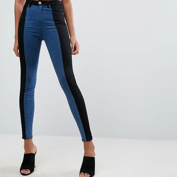 ASOS 'SCULPT ME' Premium Jeans in Two Tone Panels NWOT - Picture 3 of 6
